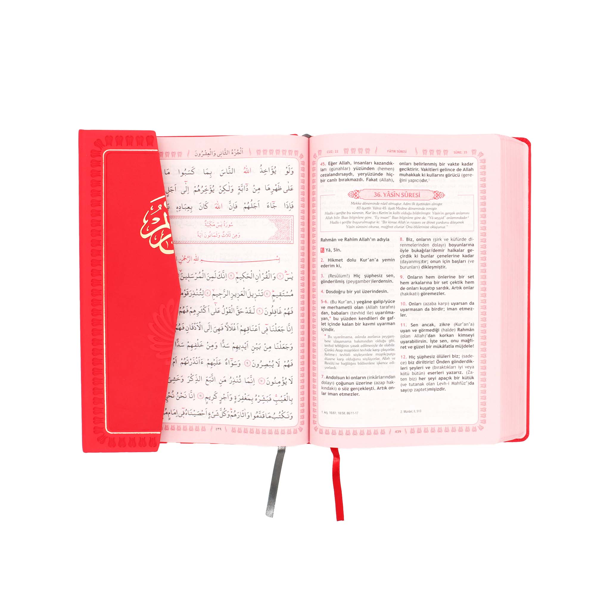 Feyzü'l Furkân Rot – Koran & Übersetzung mit Kommentar (TR, Klappdeckel)