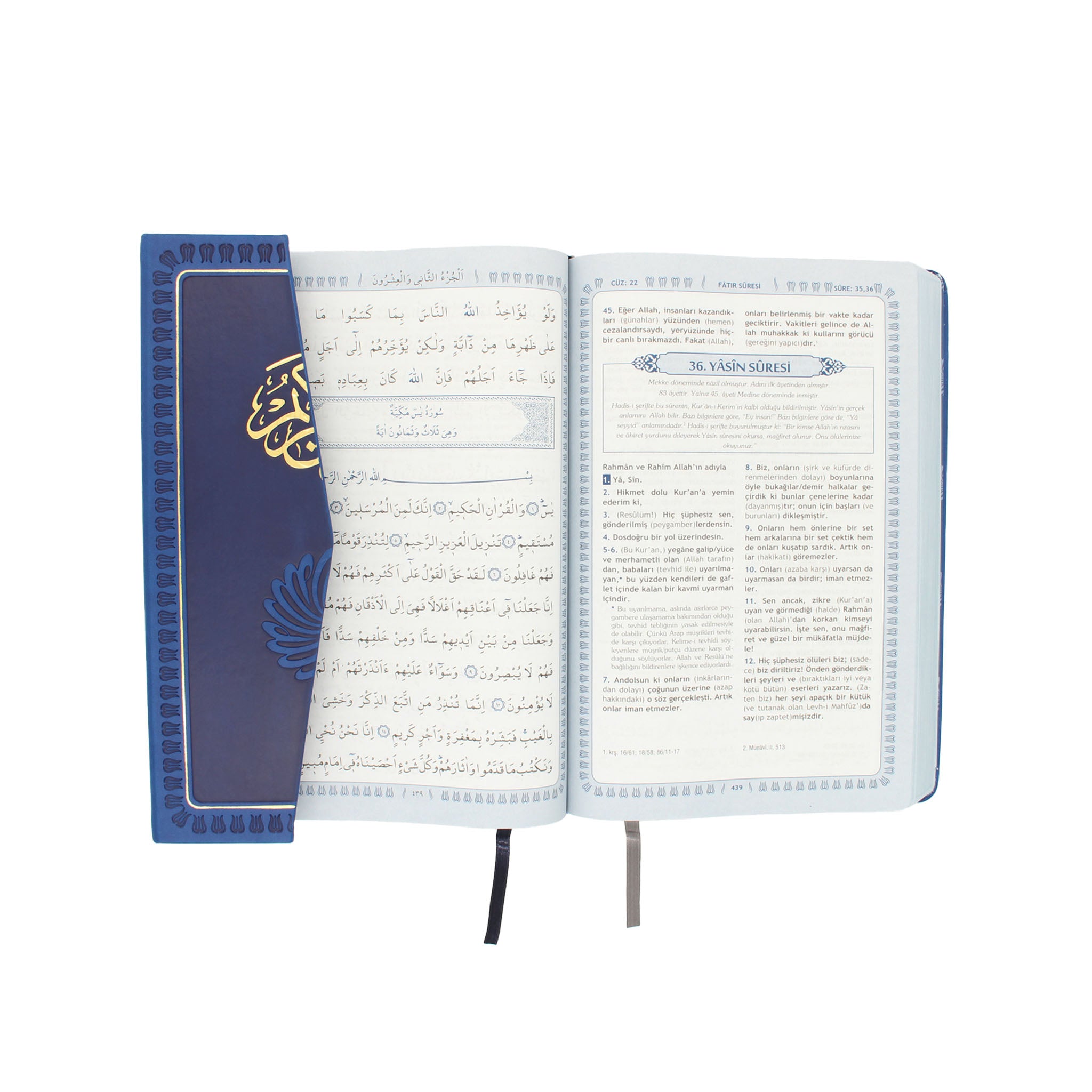 Feyzü'l Furkân Blau – Koran & Übersetzung mit Kommentar (TR, Klappdeckel)